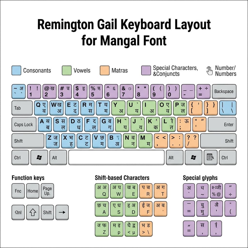 Remington Gail keyboard layout for Hindi typing