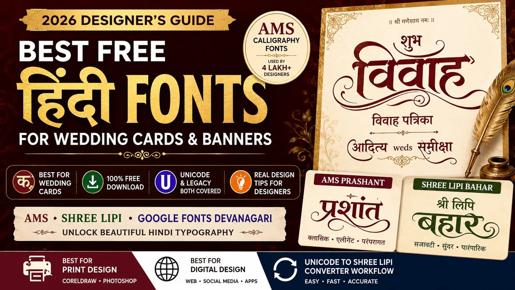 Best Free Hindi Fonts for Wedding Cards & Banners – 2026 Designer's Guide