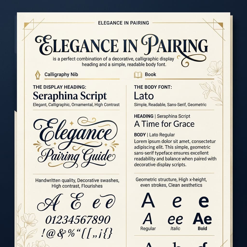 Hindi wedding card font pairing guide showing decorative heading and readable body font combination